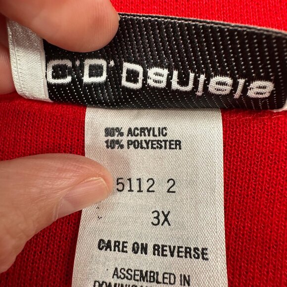 Vintage Womens 3X Red Cardigan Jacket Black Trim CD Daniels 1990s Shoulder Pads - Picture 5 of 12